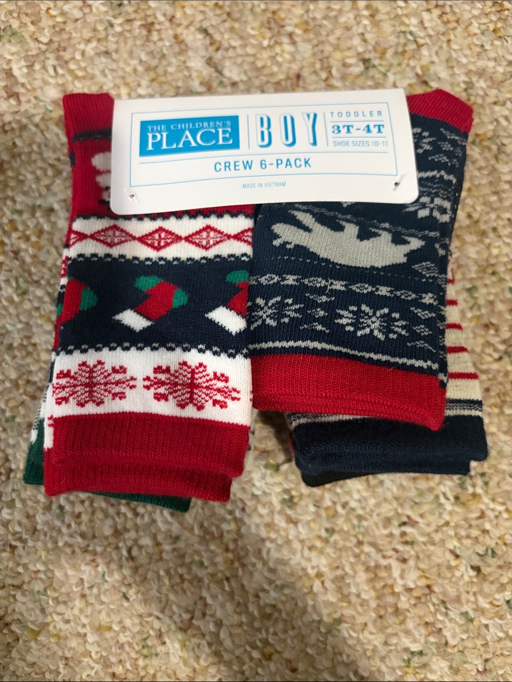 The Children's Place Toddler Crew Socks - Red, Navy & Green (6-Pack)